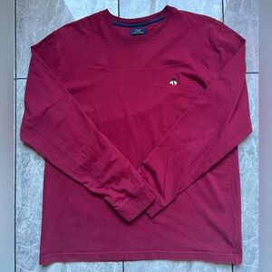 Brooks Brothers 346 Men’s Red 100% Cotton, Long Sleeve Crewneck Shirt Logo Sz L